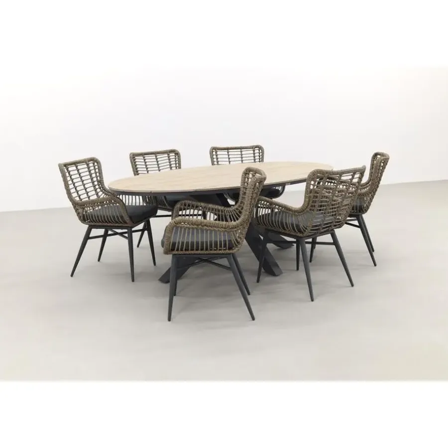 Tuinsets-Garden Impressions Jasmine Natural/Edison 220x115 cm. - ovale tuinset