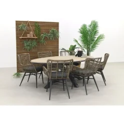 Tuinsets-Garden Impressions Jasmine Natural/Edison 220x115 cm. - ovale tuinset