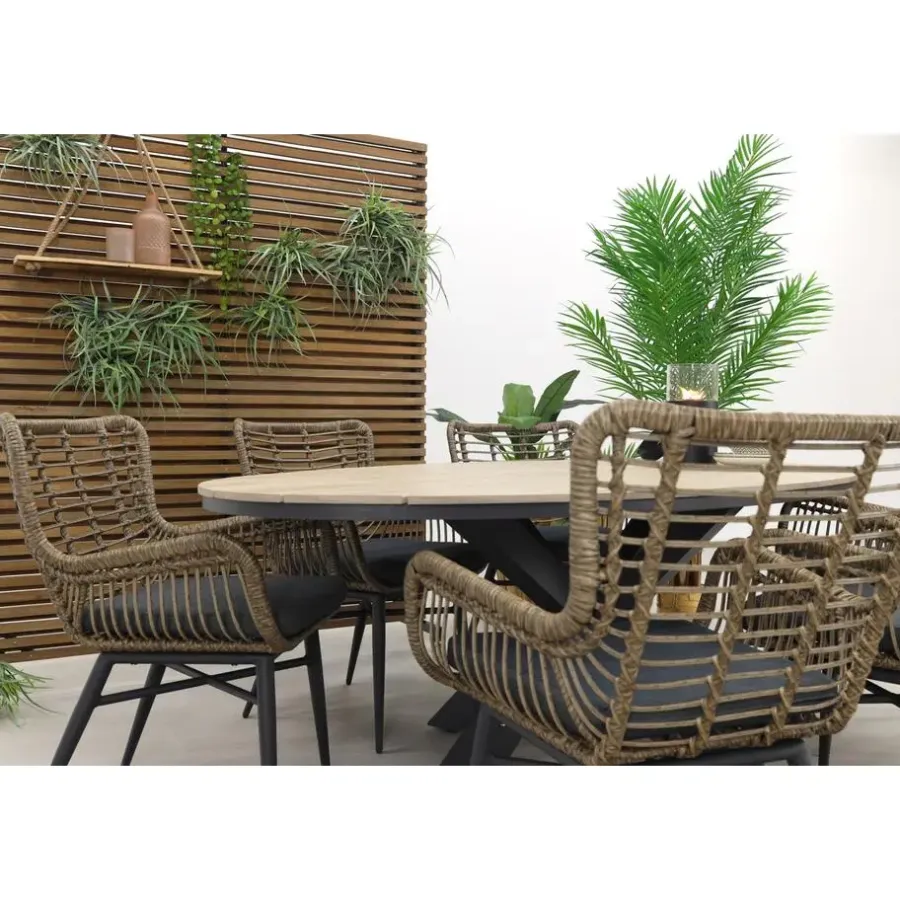 Tuinsets-Garden Impressions Jasmine Natural/Edison 220x115 cm. - ovale tuinset