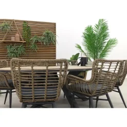 Tuinsets-Garden Impressions Jasmine Natural/Edison 220x115 cm. - ovale tuinset