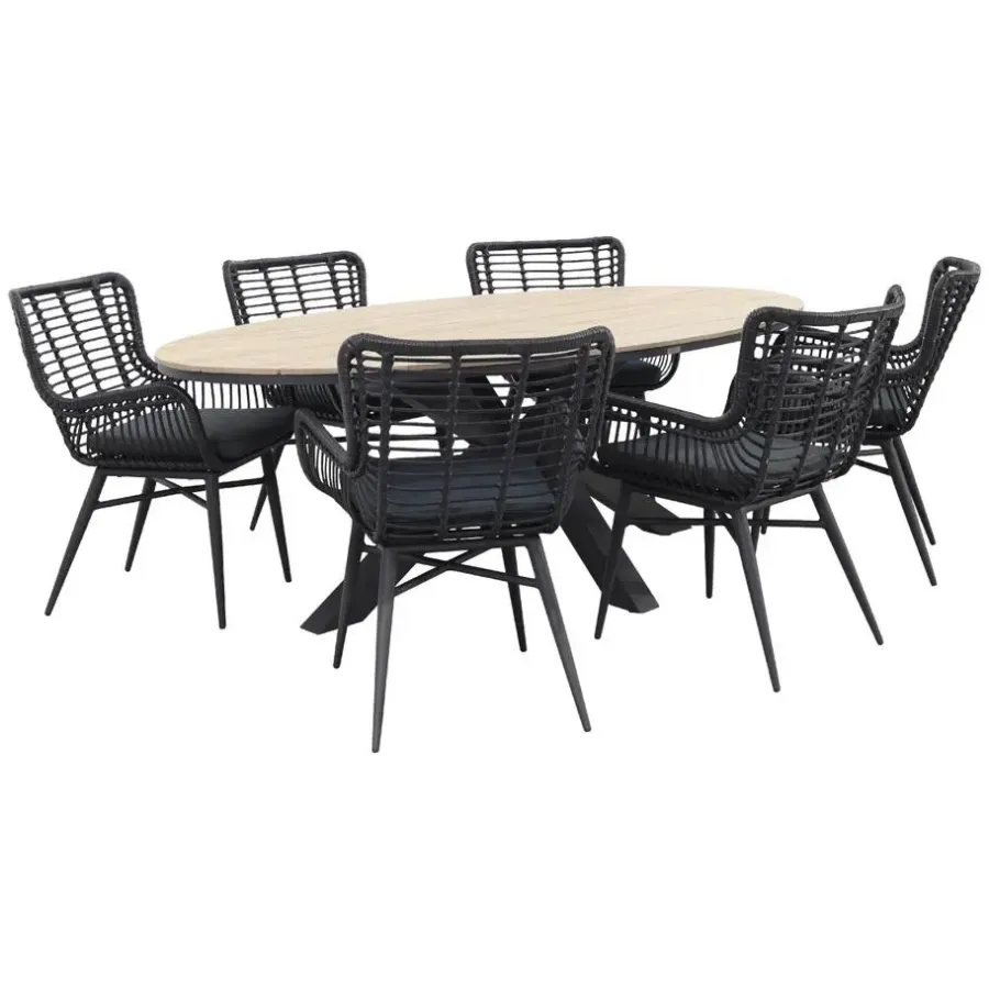 Tuinsets-Garden Impressions Jasmine - Black/Edison 220x115 cm. - ovale tuinset