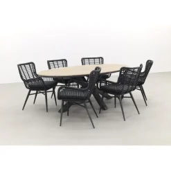 Tuinsets-Garden Impressions Jasmine - Black/Edison 220x115 cm. - ovale tuinset