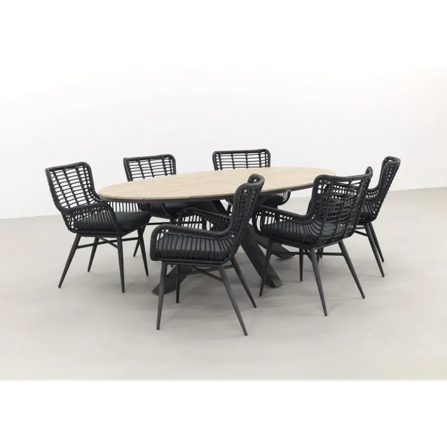 Tuinsets-Garden Impressions Jasmine - Black/Edison 220x115 cm. - ovale tuinset