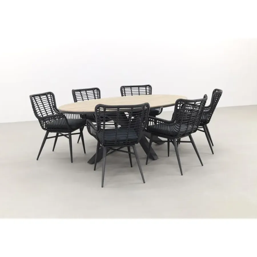 Tuinsets-Garden Impressions Jasmine - Black/Edison 220x115 cm. - ovale tuinset