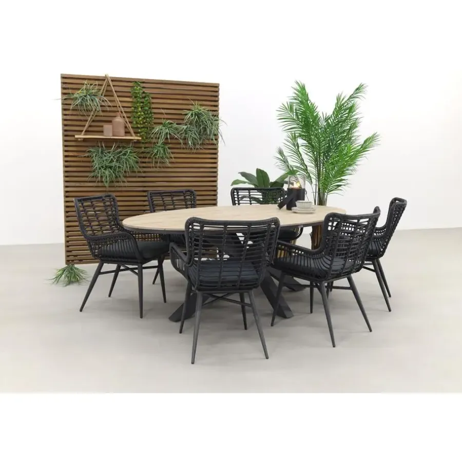 Tuinsets-Garden Impressions Jasmine - Black/Edison 220x115 cm. - ovale tuinset