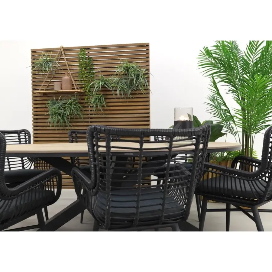 Tuinsets-Garden Impressions Jasmine - Black/Edison 220x115 cm. - ovale tuinset