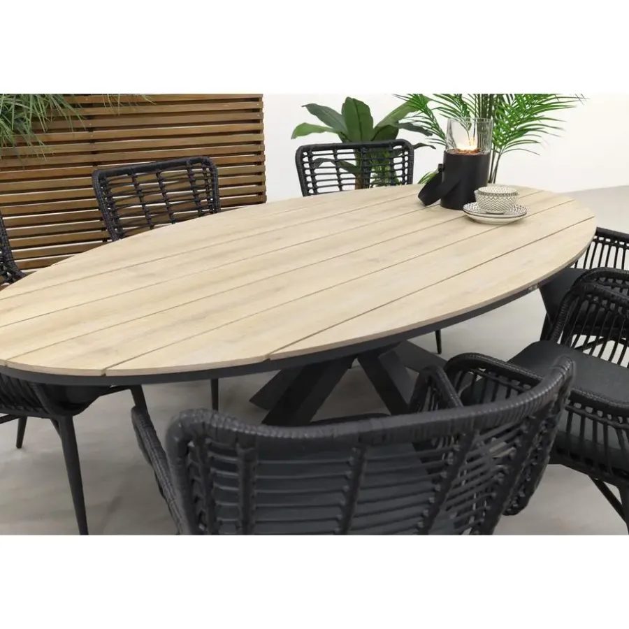 Tuinsets-Garden Impressions Jasmine - Black/Edison 220x115 cm. - ovale tuinset