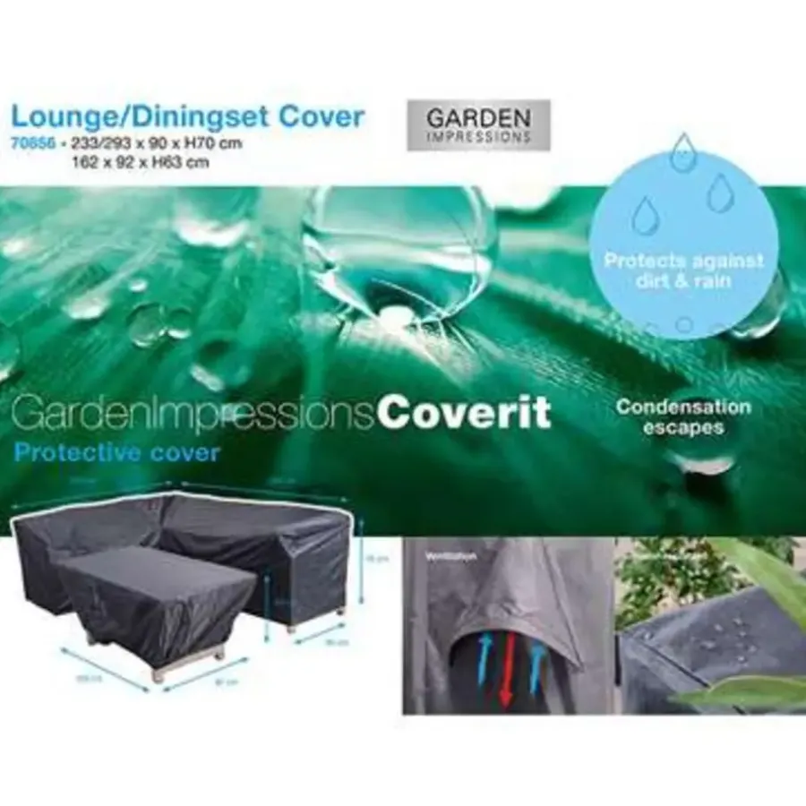 Tuinmeubelbeschermers-Garden Impressions Lounge dining hoes 233/293x90xH70 en 162x92xH63 cm
