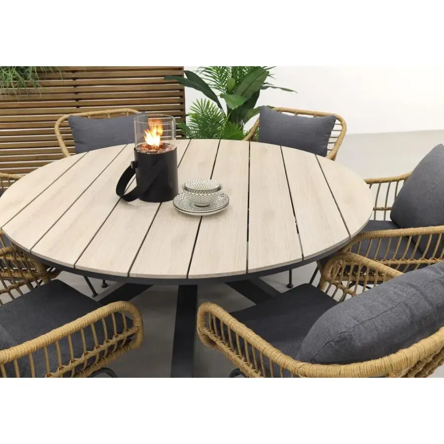 Tuinsets-Garden Impressions Margriet naturel / Edison 148 cm. - ronde tuinset