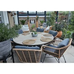 Tuinsets-Garden Impressions Margriet naturel / Edison 148 cm. - ronde tuinset