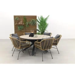 Tuinsets-Garden Impressions Margriet naturel / Edison 148 cm. - ronde tuinset