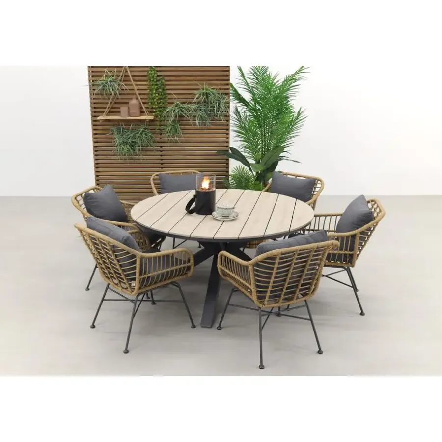 Tuinsets-Garden Impressions Margriet naturel / Edison 148 cm. - ronde tuinset