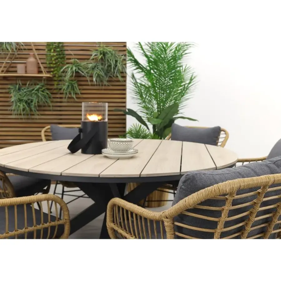 Tuinsets-Garden Impressions Margriet naturel / Edison 148 cm. - ronde tuinset