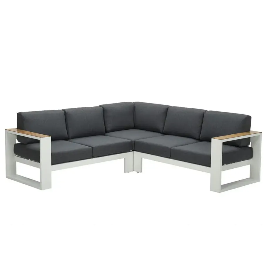 Garden Impressions Plaza lounge hoekset 3-delig wit - teak look