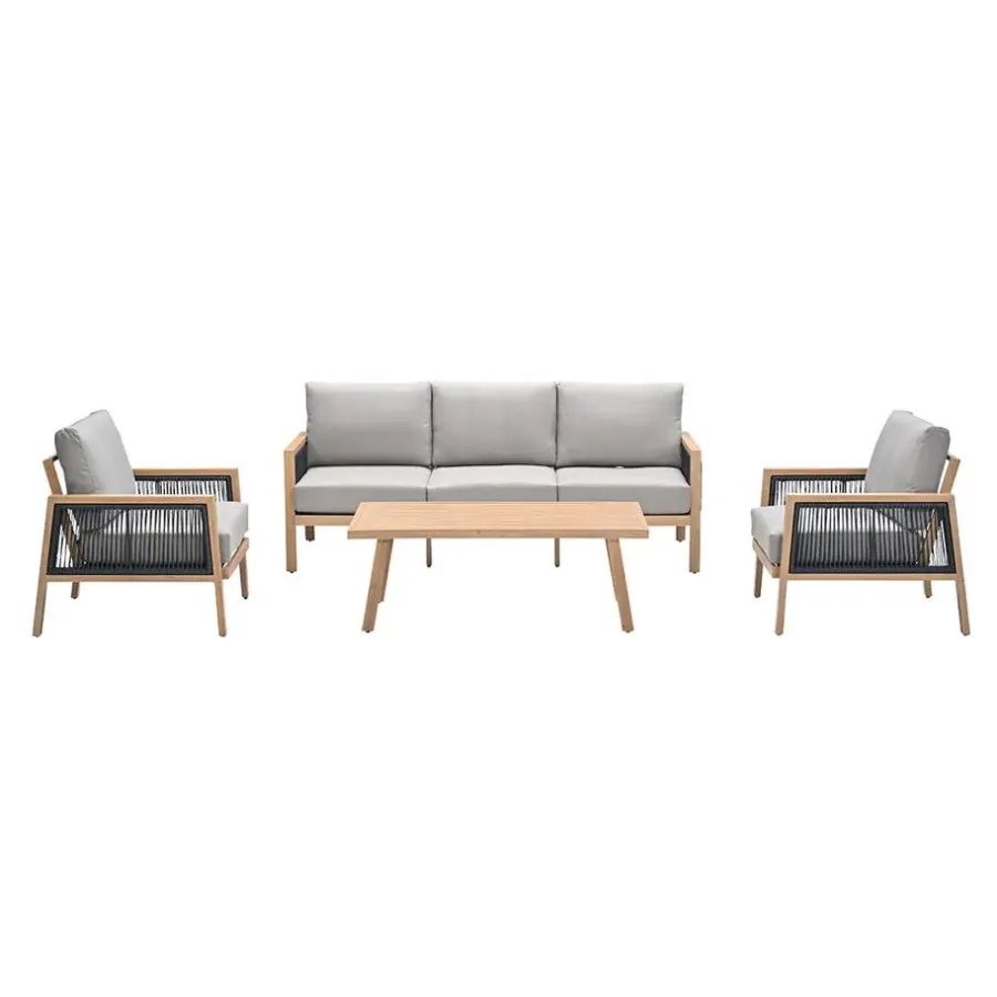 Loungesets-Garden Impressions San Capri loungeset 4-delig - light teak aluminium
