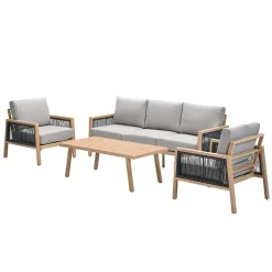 Loungesets-Garden Impressions San Capri loungeset 4-delig - light teak aluminium