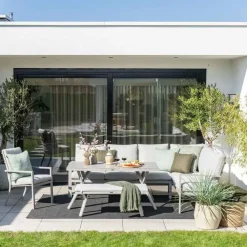 Loungesets-Garden Impressions Senja lounge dining set 4-delig rechts- valley sand