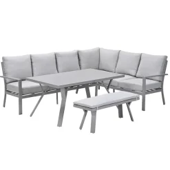 Loungesets-Garden Impressions Senja lounge dining set 4-delig rechts- valley sand
