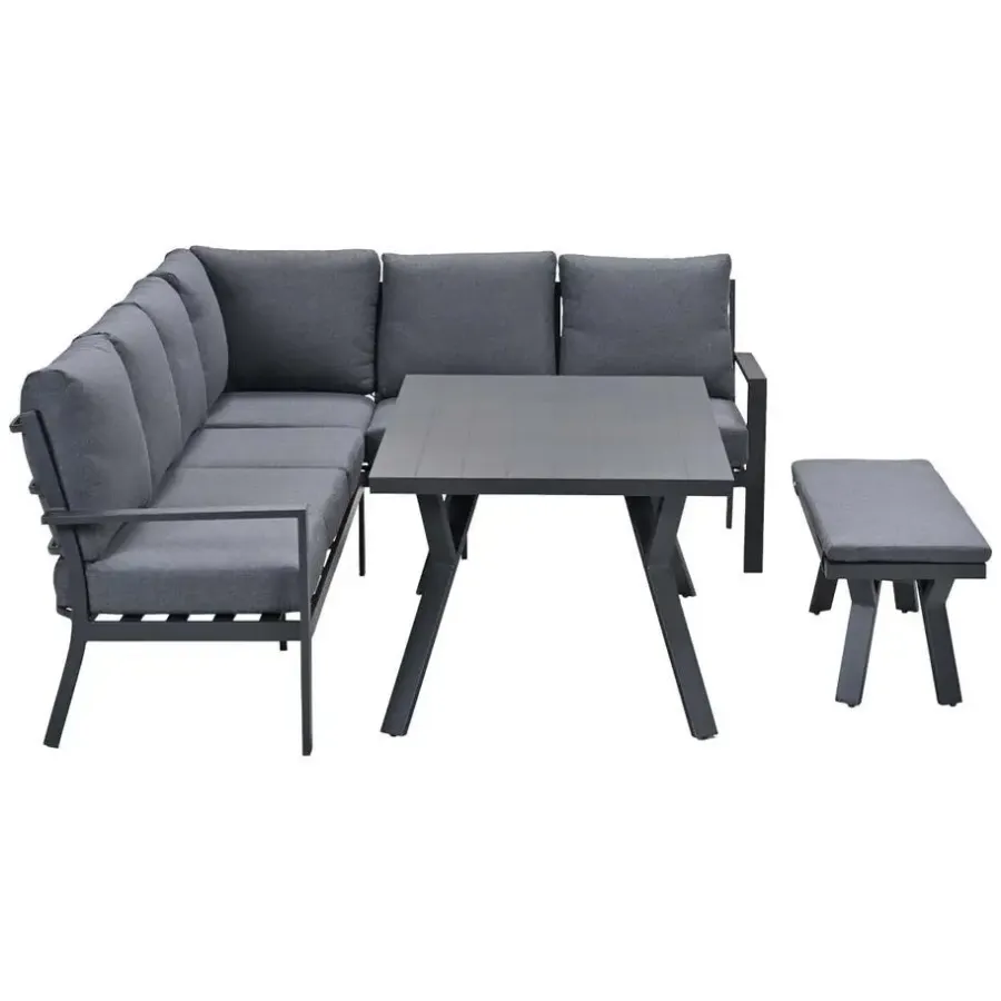Loungesets|Loungesets-Garden Impressions Senja lounge dining set 4-delig rechts - m. grijs