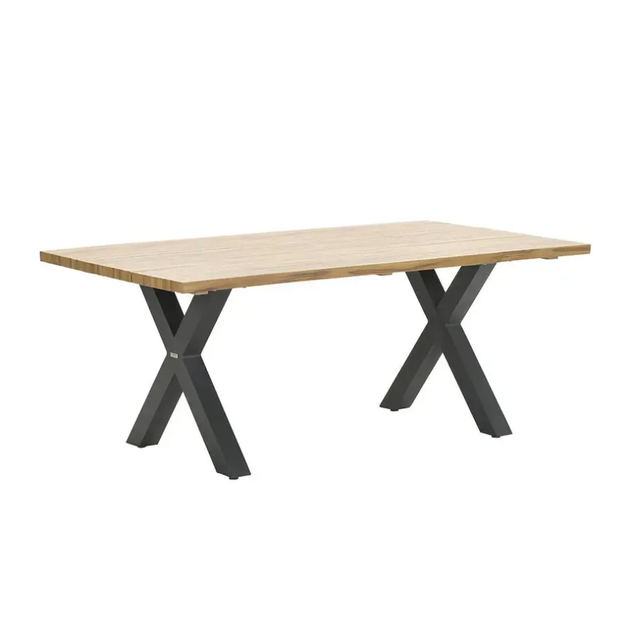 Tuintafels-Garden Impressions Zadar tuintafel 180x100 donker grijs - X-frame