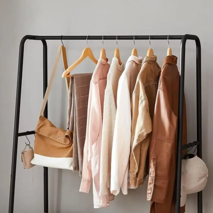 Vasagle Garderobe - met 2 legplanken - 6 haken in S-vorm - vintage - Bruin-Zwart
