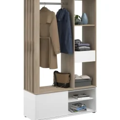 Kledingopbergers|Kledingrekken-Parisot Garderobe Ghislain 1 deur & 1 lade - Japanse eik/wit