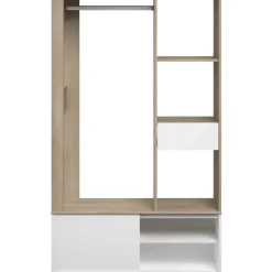 Kledingopbergers|Kledingrekken-Parisot Garderobe Ghislain 1 deur & 1 lade - Japanse eik/wit