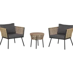 Bistro- & Balkonsets-Beliani GARGANO - Bistroset voor 2 - Natuurlijk - PE rotan