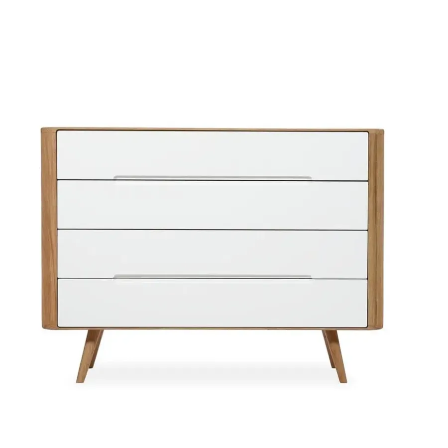 Leen Bakker Gazzda Ena Drawer Eikenhouten Ladekast - Naturel / Wit