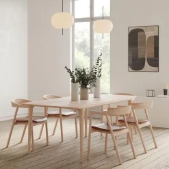 Leen Bakker Gazzda Fawn Table Houten Eettafel - 200 x 90 cm - Whitewash Eiken