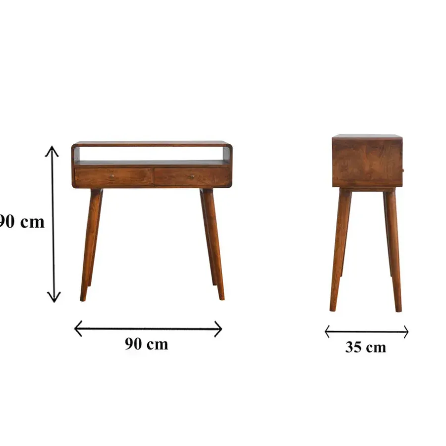 Sidetables-Artisan Furniture Gebogen Kastanje Sidetable met Open Sleuf