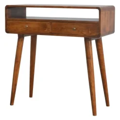 Sidetables-Artisan Furniture Gebogen Kastanje Sidetable met Open Sleuf