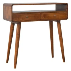 Sidetables-Artisan Furniture Gebogen Kastanje Sidetable met Open Sleuf