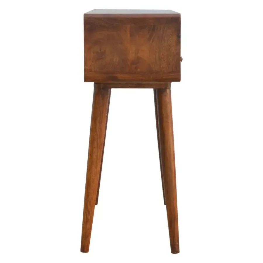 Sidetables-Artisan Furniture Gebogen Kastanje Sidetable met Open Sleuf