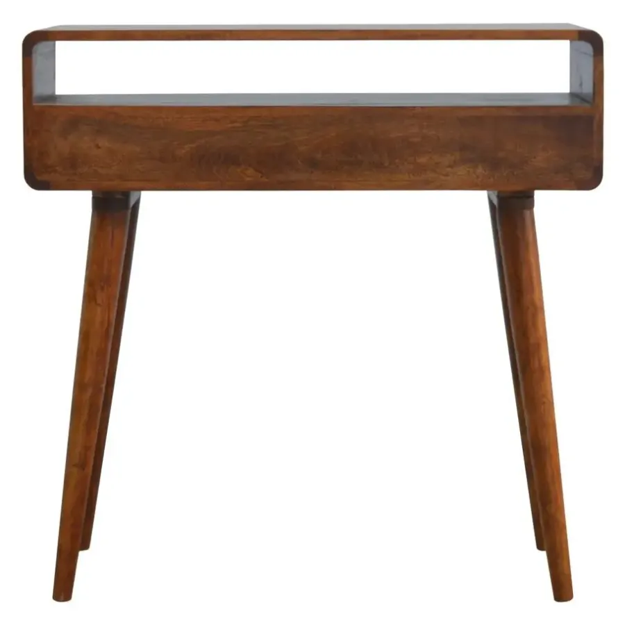 Sidetables-Artisan Furniture Gebogen Kastanje Sidetable met Open Sleuf