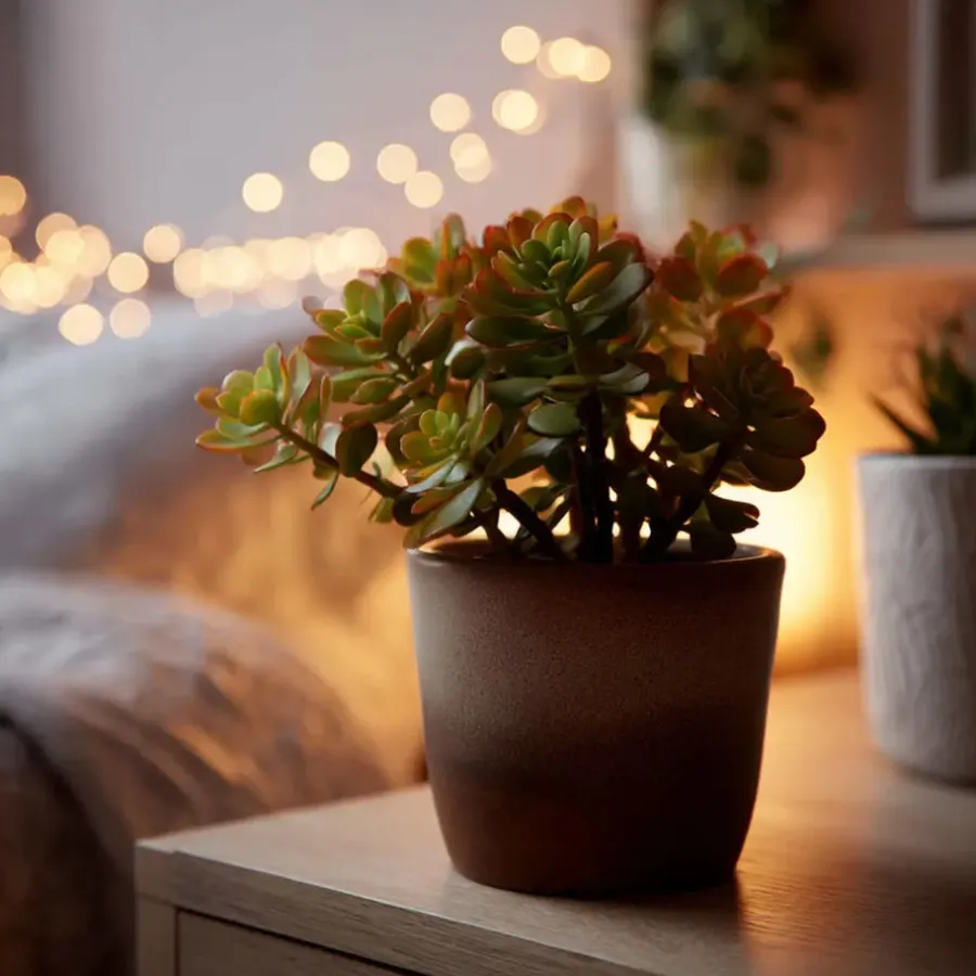 Plant in a Box Geldboom - Set van 2 - Crassula ovata 'Sunset' - Hoogte 15-20cm - ⌀12cm