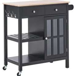Leen Bakker GENOA - Keukentrolley - Zwart - MDF
