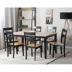 Beliani GEORGIA - Eettafel - Zwart - 90 x 150 cm - Rubberhout