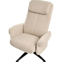 Leen Bakker GERAS - Relaxfauteuil met voetenbank - Beige - Bouclé