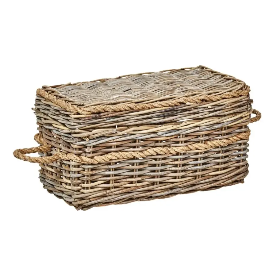 Opbergmanden-Beliani GERASA - Dozen set van 3 - Natuurlijk - Rotan