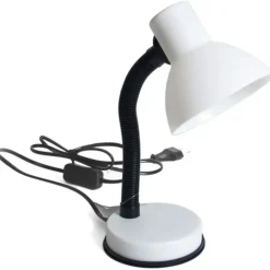 Bureaulampen|Bureaulampen-Gerimport Bureaulamp - wit - metaal - verstelbaar - 16 x 30 cm