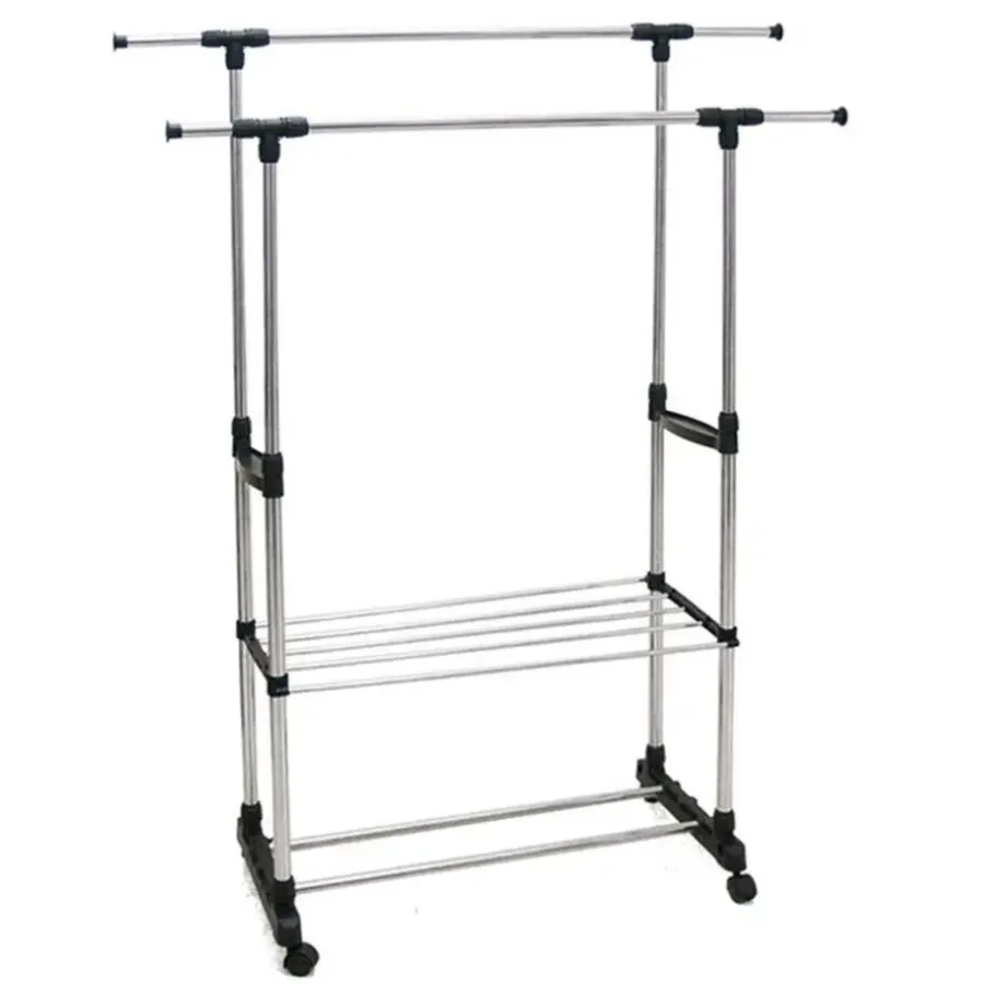 Gerimport Kledingrek - mobiel - dubbele stang - 160 cm