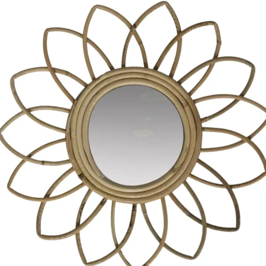 Spiegels-Gerimport Rotan spiegel natuurlijk - sun - 35x4 cm - boho spiegel
