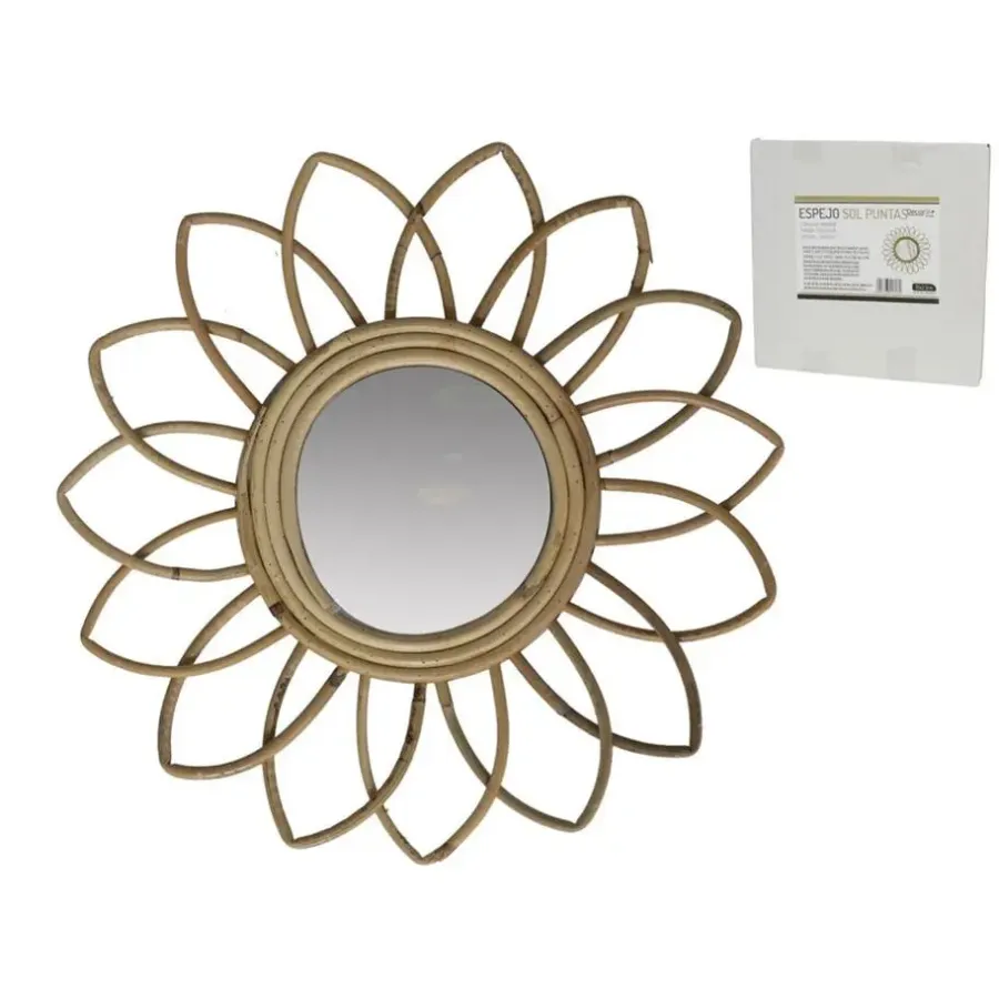 Spiegels-Gerimport Rotan spiegel natuurlijk - sun - 35x4 cm - boho spiegel