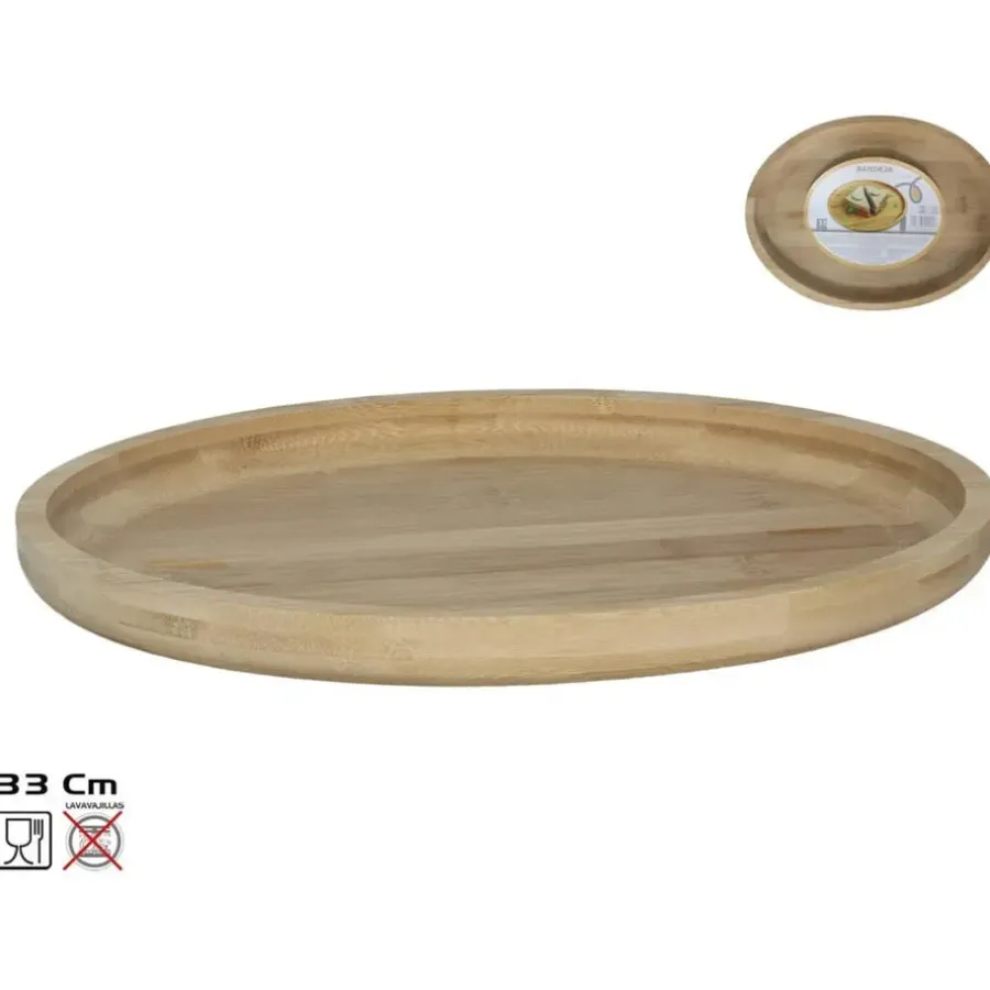Dienbladen-Gerimport Serveer plateau - ovaal - dienblad - hout - 33 cm
