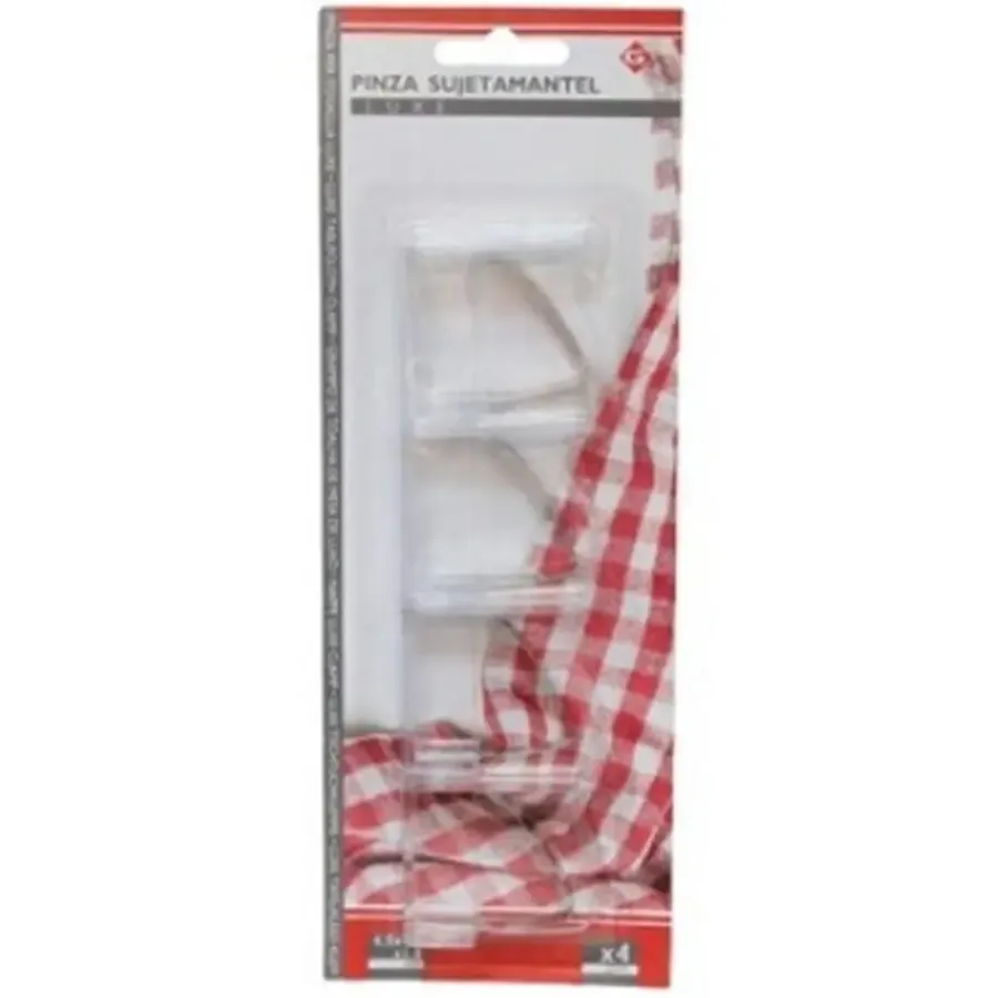 Tuindecoratie-Gerimport Tafelkleed klemmen - 4x - transparant - 4,5 x 6 cm