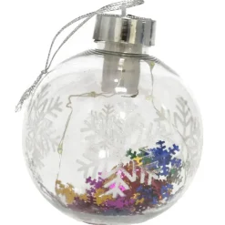 Gerimport Verlichte kerstbal -sneeuwvlok confetti -8cm -kunststof