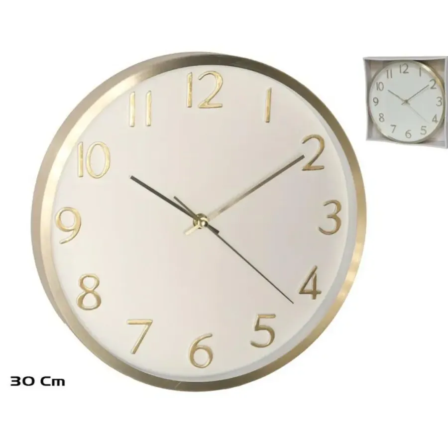Gerimport Wandklok Claudio - goudkleurig - metaal - D30 cm - klok