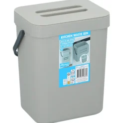 Merkloos Gft afvalbakje voor aanrecht - 5L - grijs - 24 x 19 x 14 cm