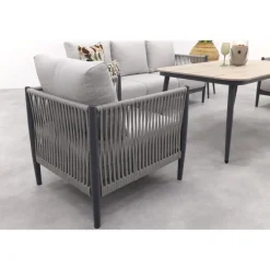 Loungesets-Garden Impressions GI Diamo stoel/bank lounge-diningset (4-delig) - Carbon Black/Zand